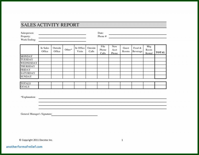 Sales Visit Report Format Excel