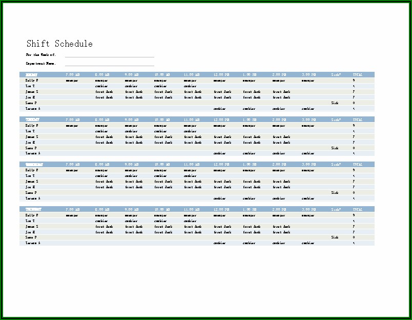 Shift Schedule Template Free