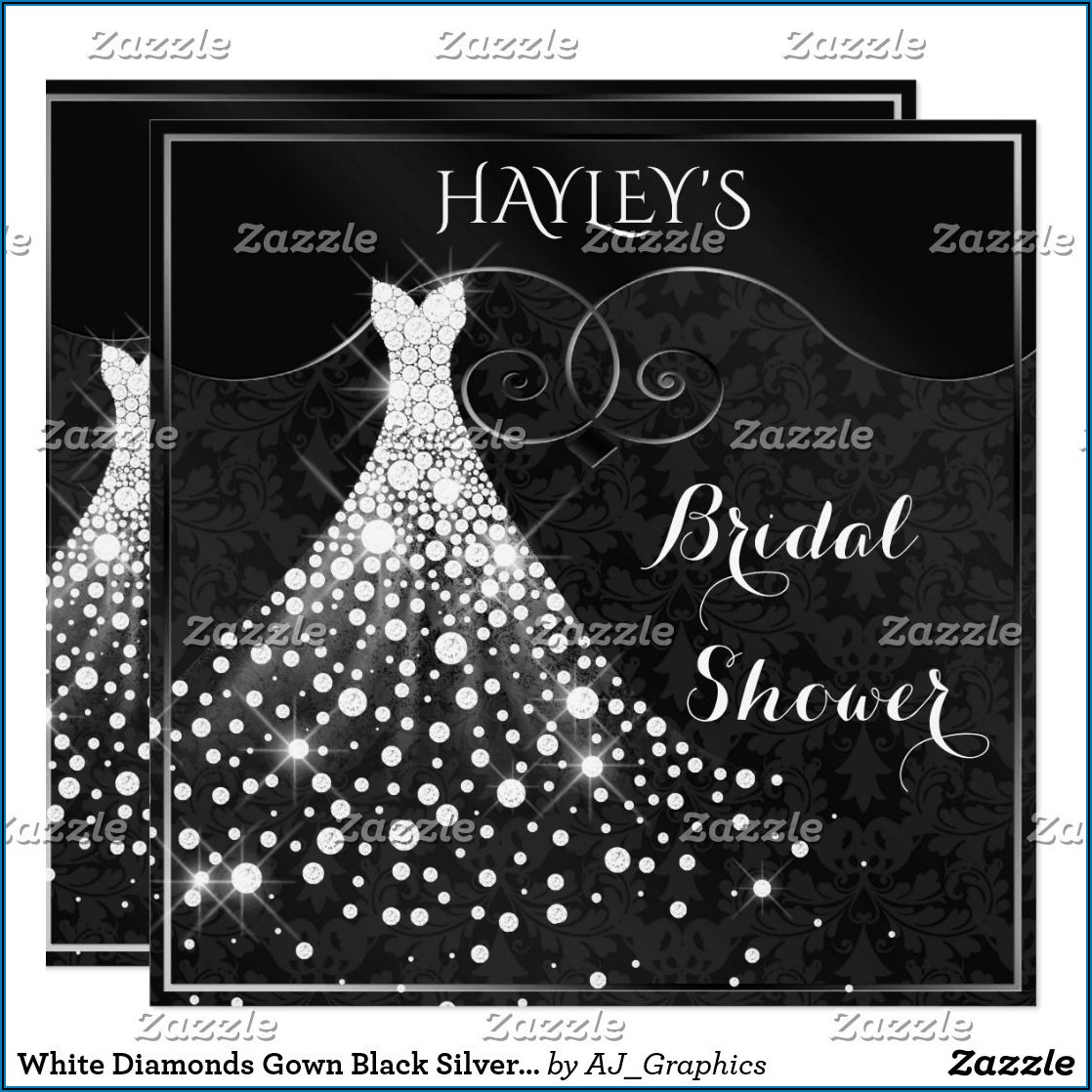 Silver And White Bridal Shower Invitations