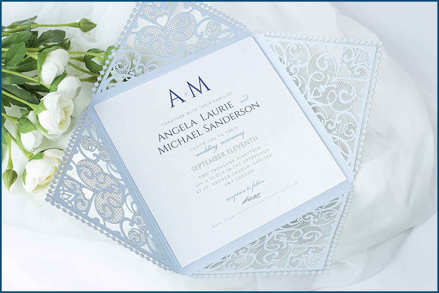 Sky Blue And White Wedding Invitations