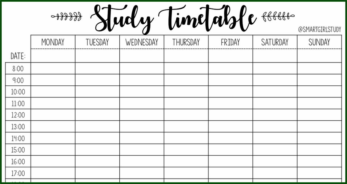 Study Schedule Template Pdf