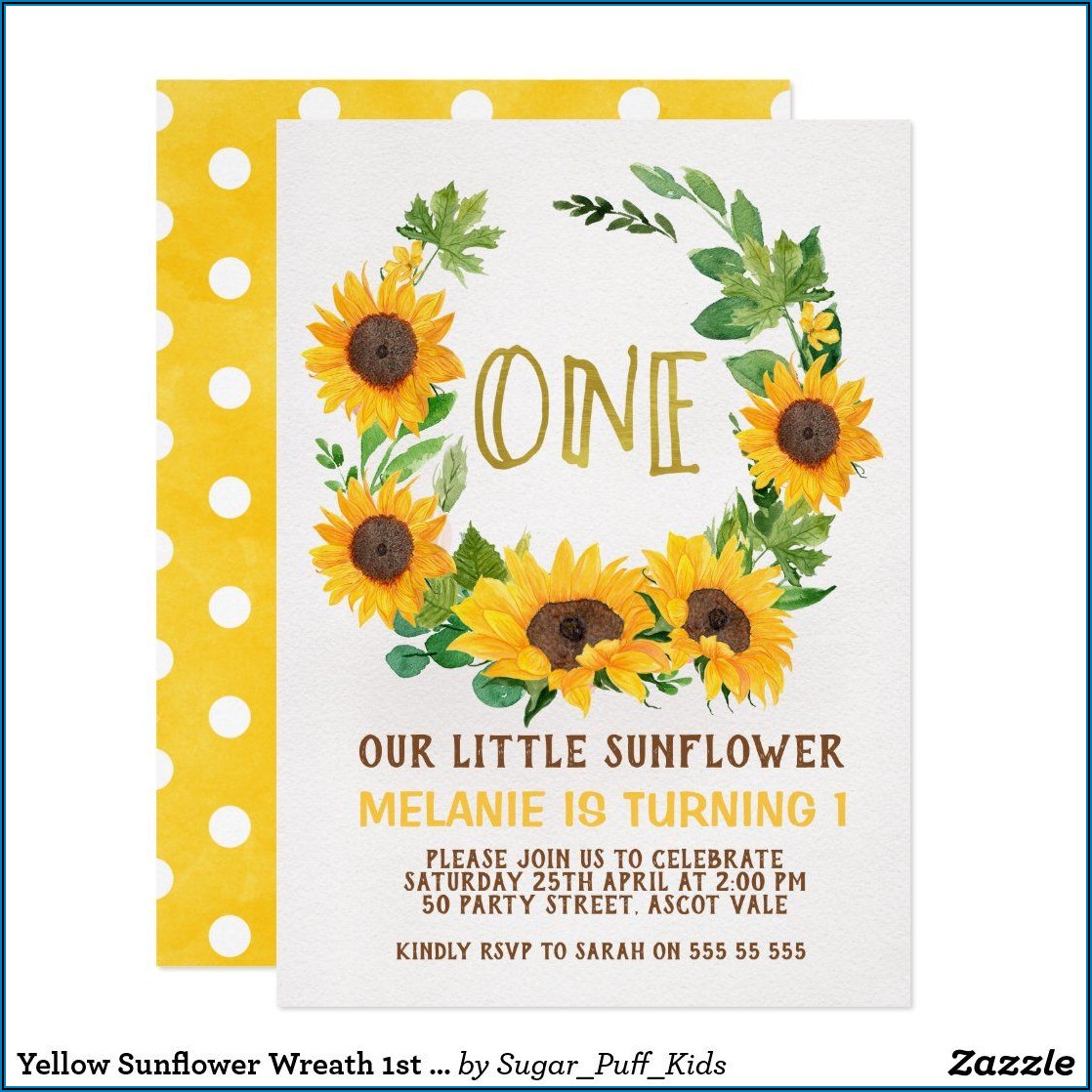 Sunflower 1st Birthday Invitations