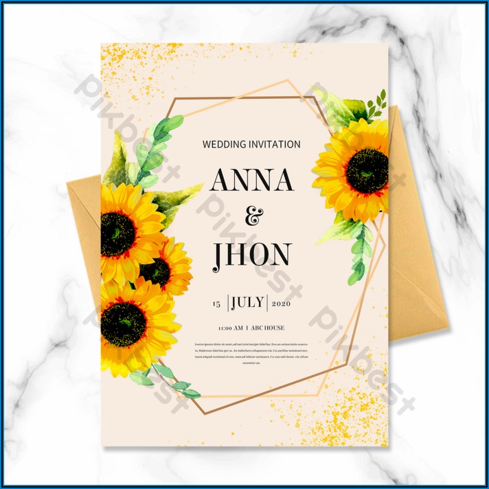 Sunflower And Roses Wedding Invitation Template Free