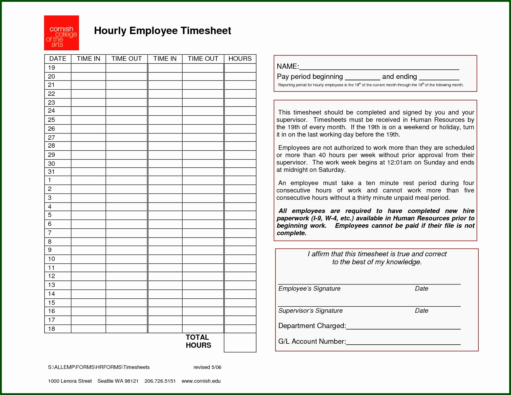 Timesheet Template For Multiple Employees