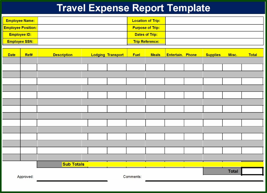 Travel Expenses Report Excel Template