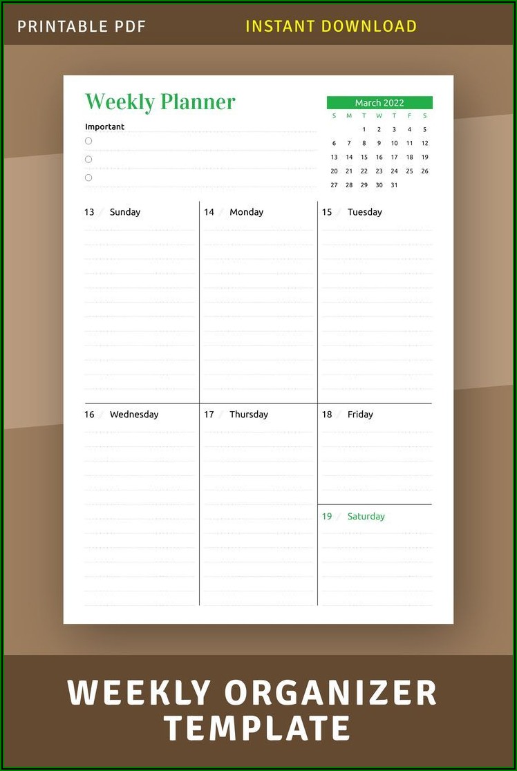 Weekly Agenda Calendar Template