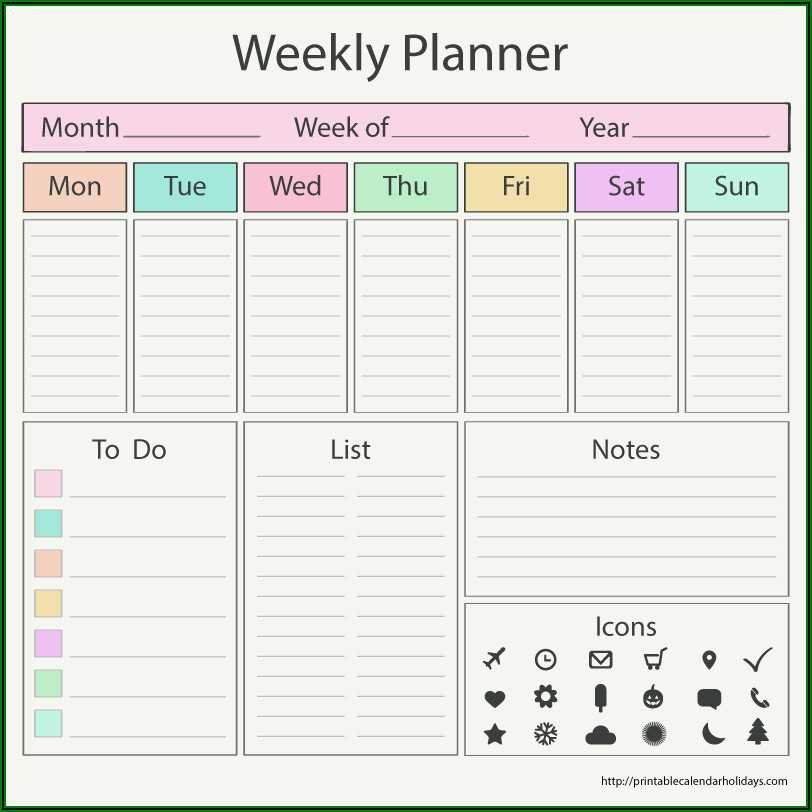 Weekly Calendar Template Pdf