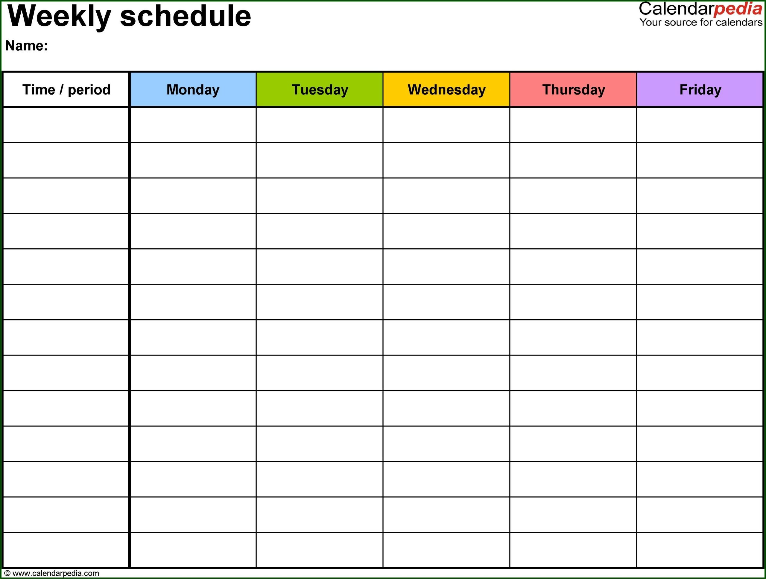 Weekly Calendar Template With Times Excel