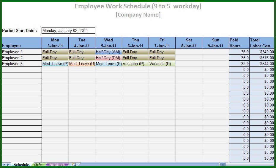 Weekly Employee Training Schedule Template