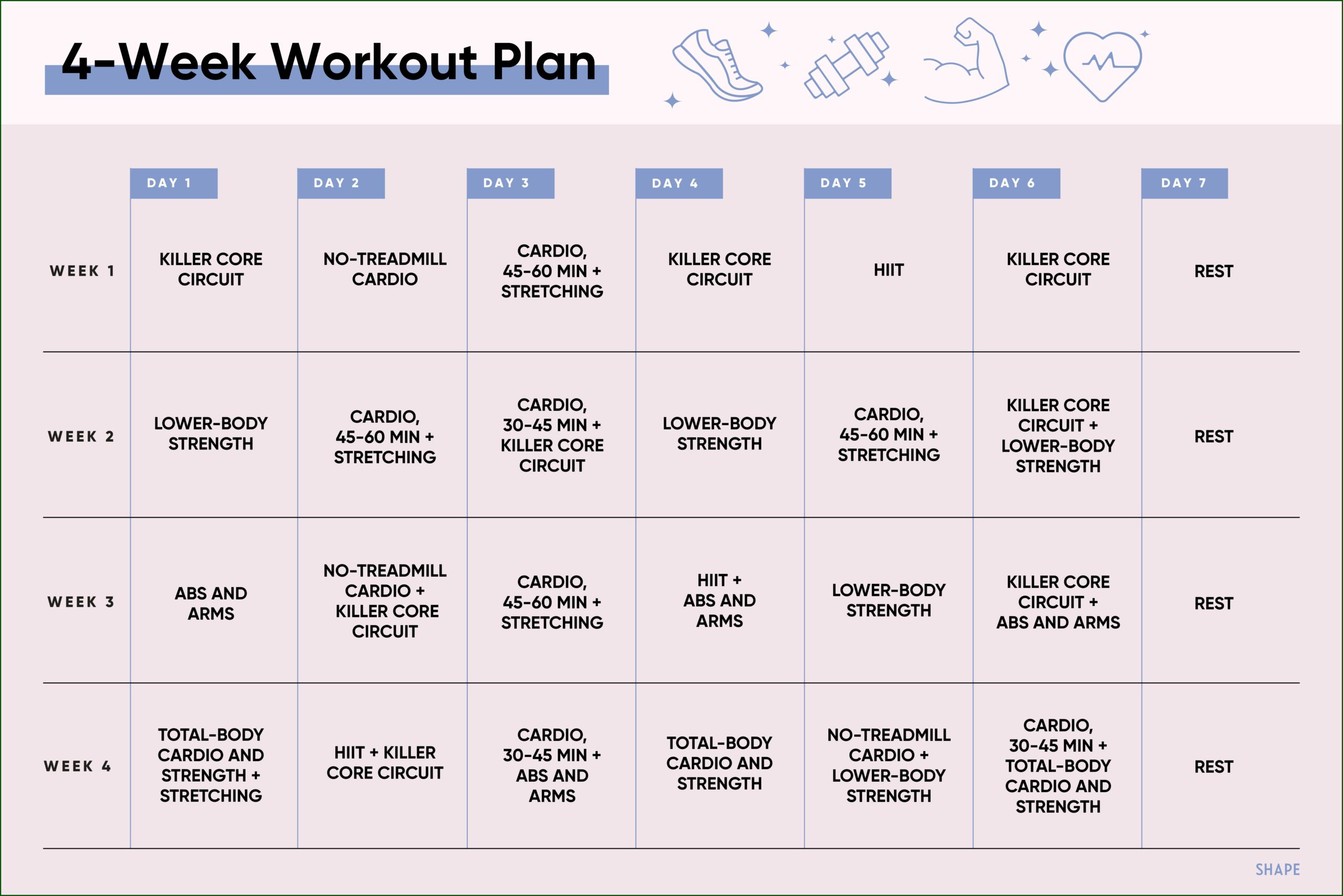 Weekly Exercise Plan Sample