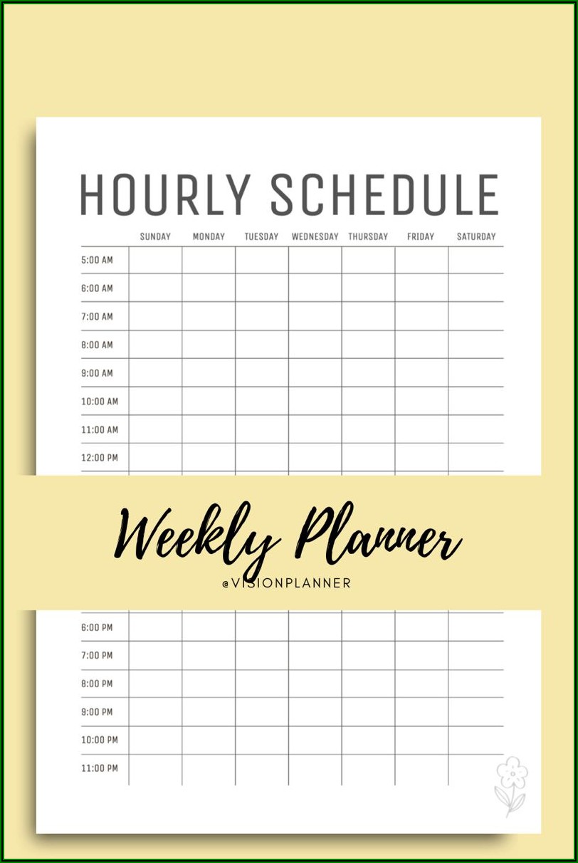 Weekly Hourly Planner Template Pdf