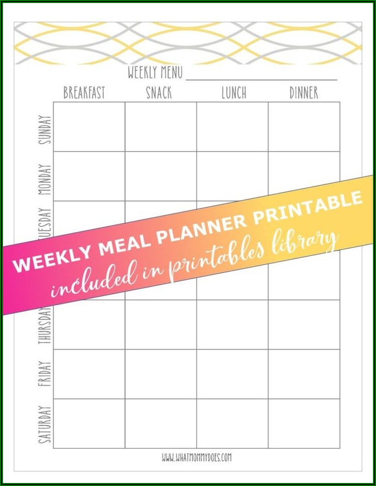 Weekly Meal Plan Template Free Printable