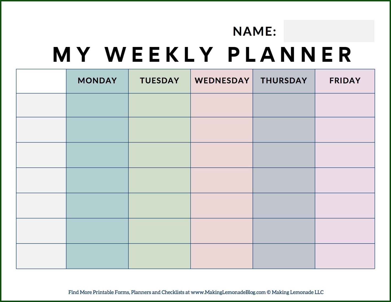 Weekly Planner Template For College Students