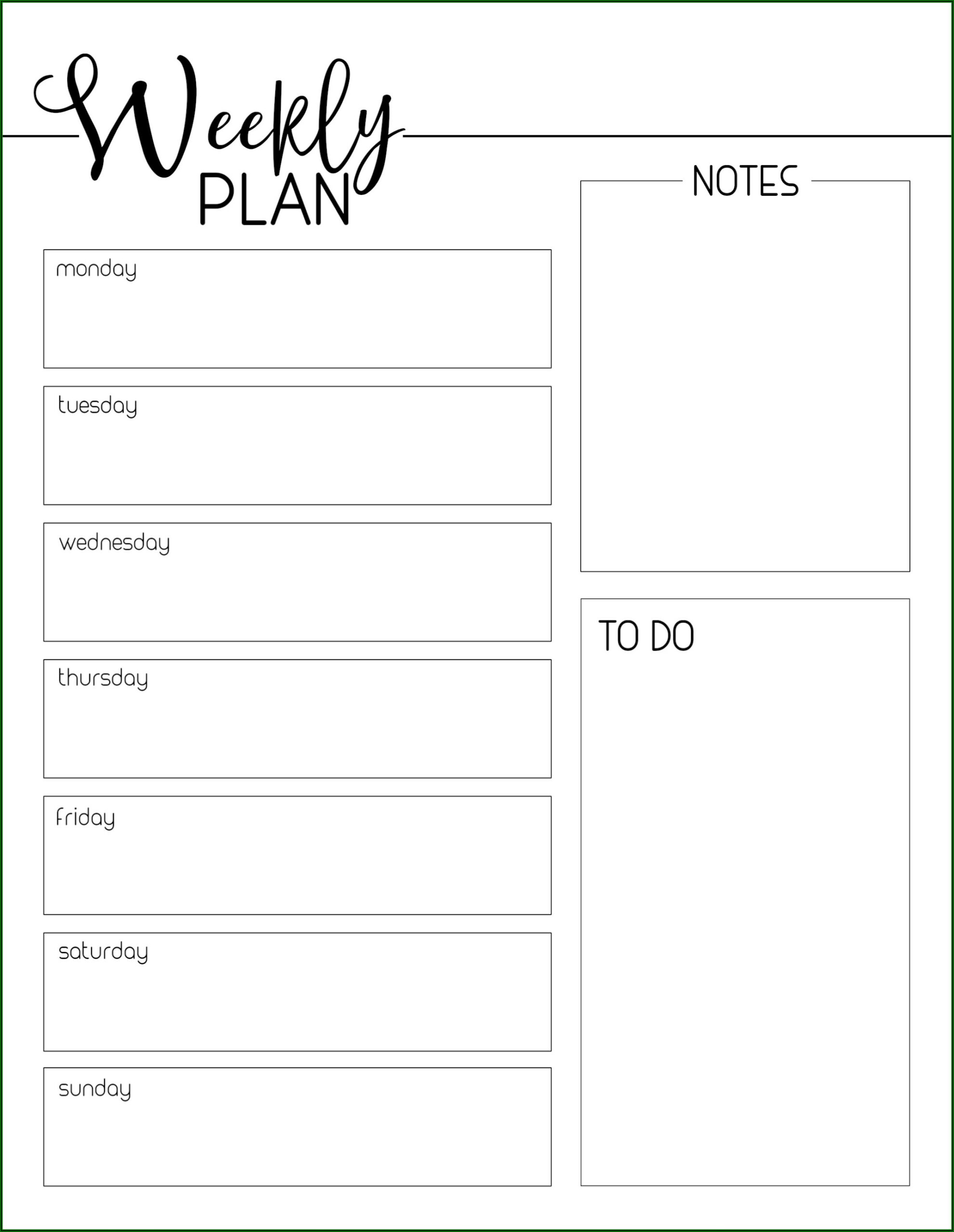 Weekly Planner Template Printable