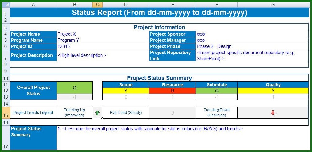 Weekly Project Status Report Template Excel Free Download