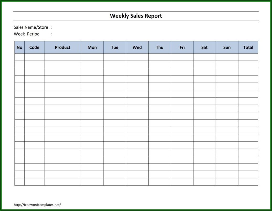 Weekly Sales Report Sample Excel