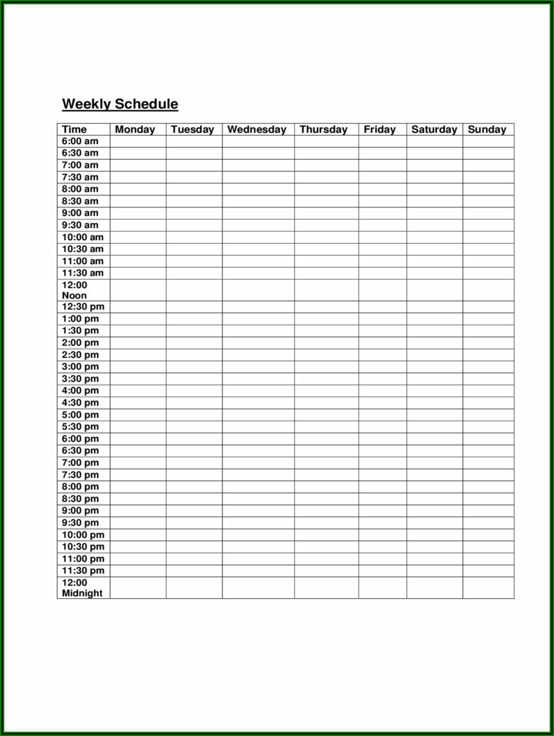 Weekly Schedule Forms Printable