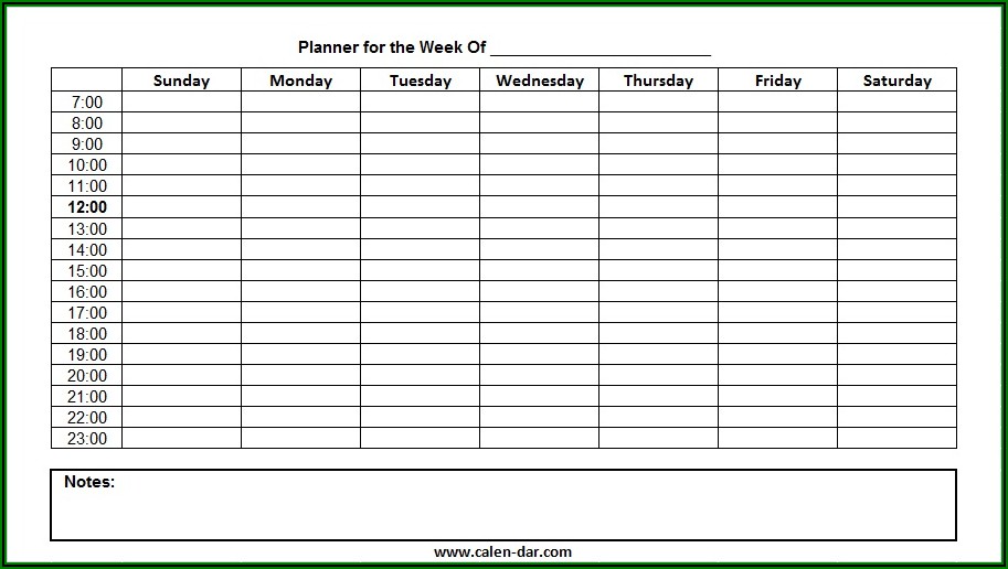 Weekly Schedule Template Blank