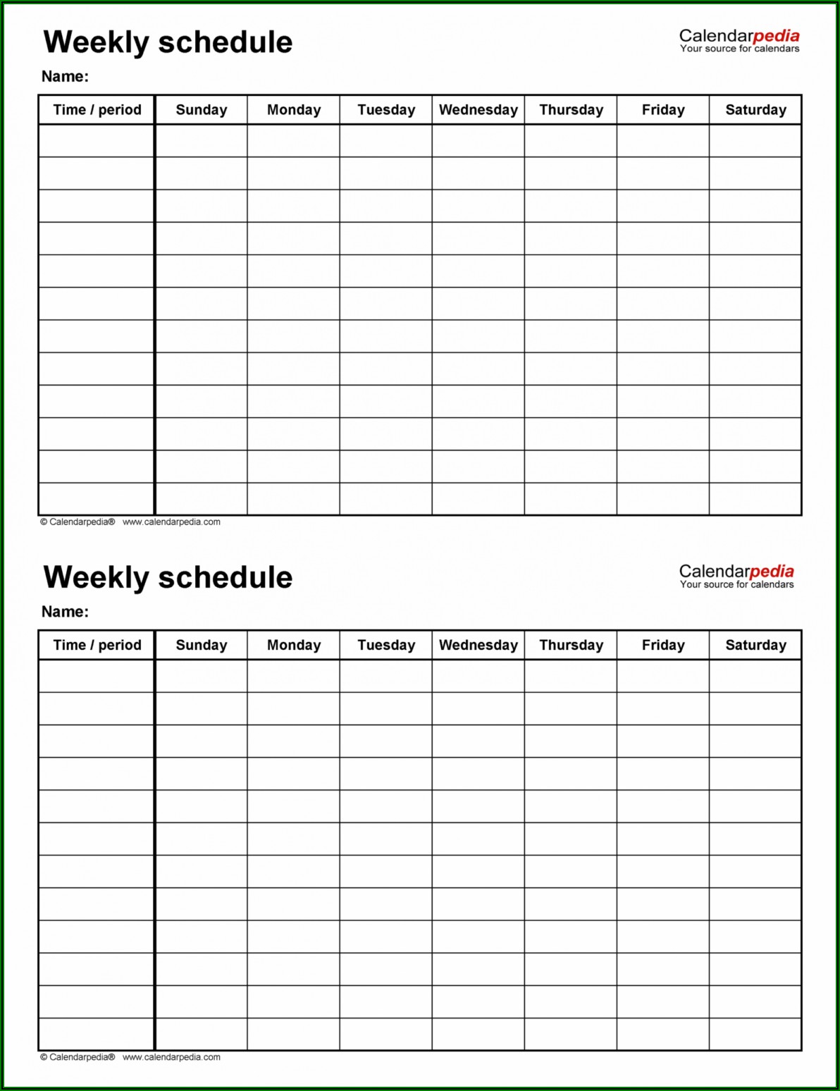Weekly Schedule Template Pdf With Times