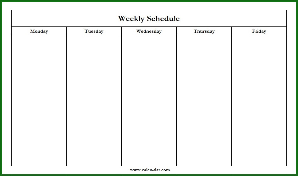 Weekly Schedule Template With Times