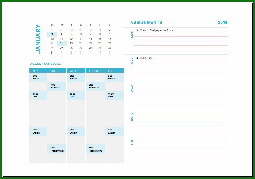 Weekly Task Planner Excel Template