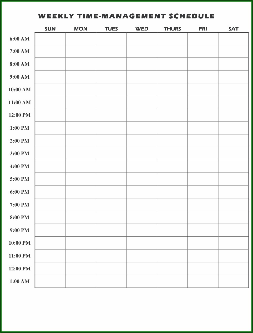 Weekly Time Schedule Template Pdf