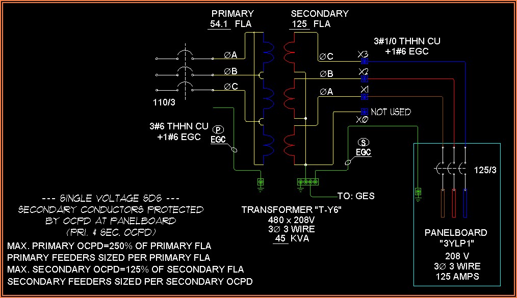480v 3 Phase To 120208v Transformer Wiring Diagram