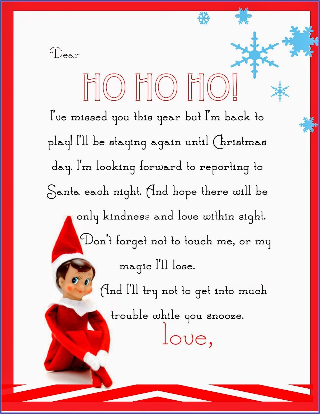 Blank Elf Letter Template Printable