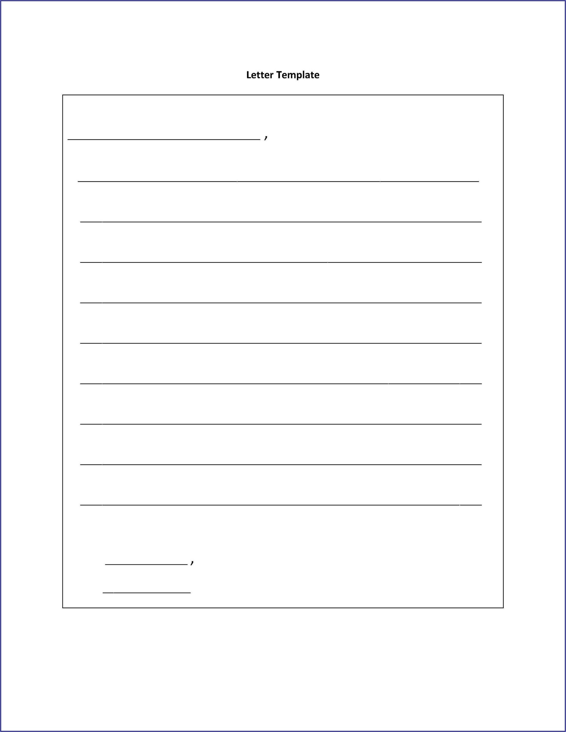 Blank Letter Writing Template For Students