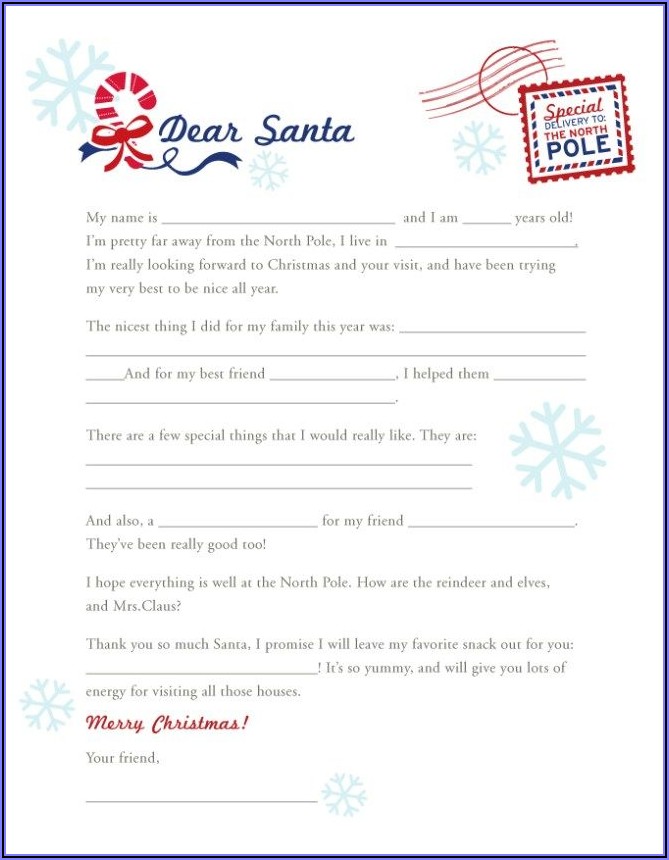 Blank Santa Letter Template Printable