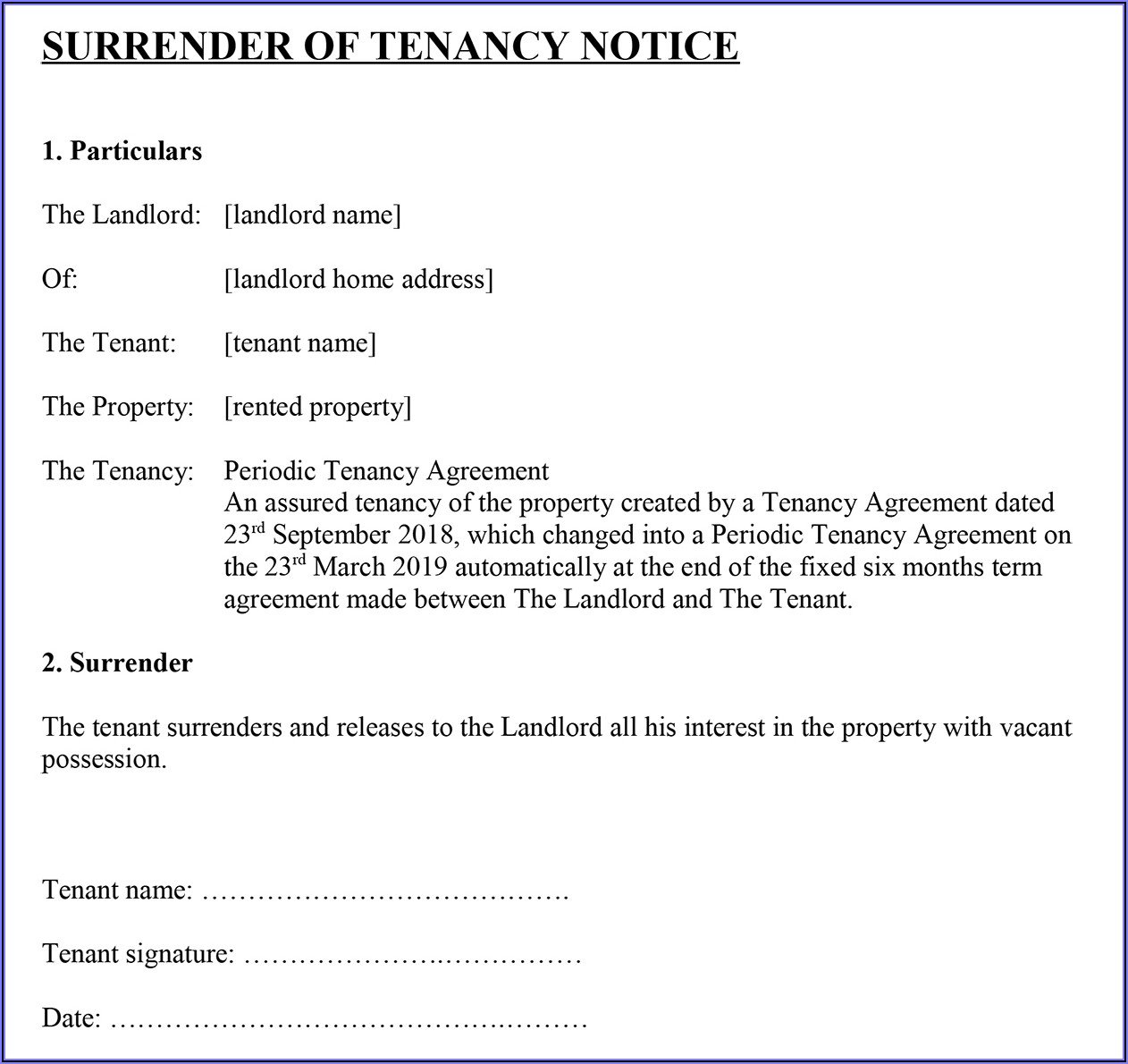 Commercial Lease Termination Letter From Landlord To Tenant Uk