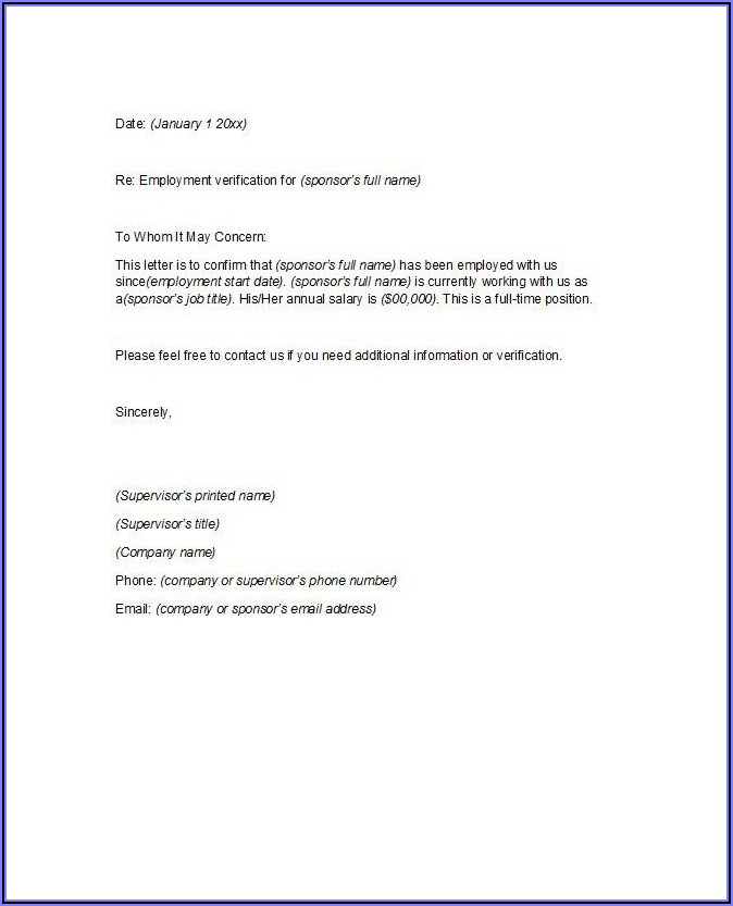 Confirmation Of Employment Letter Template Document Sample