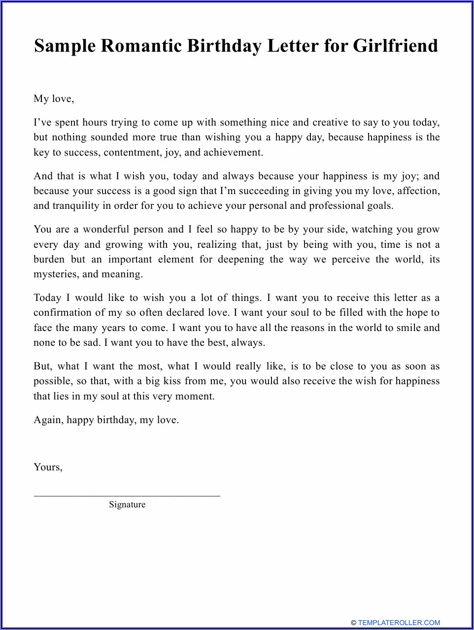 Cute Love Letter For Her Birthday