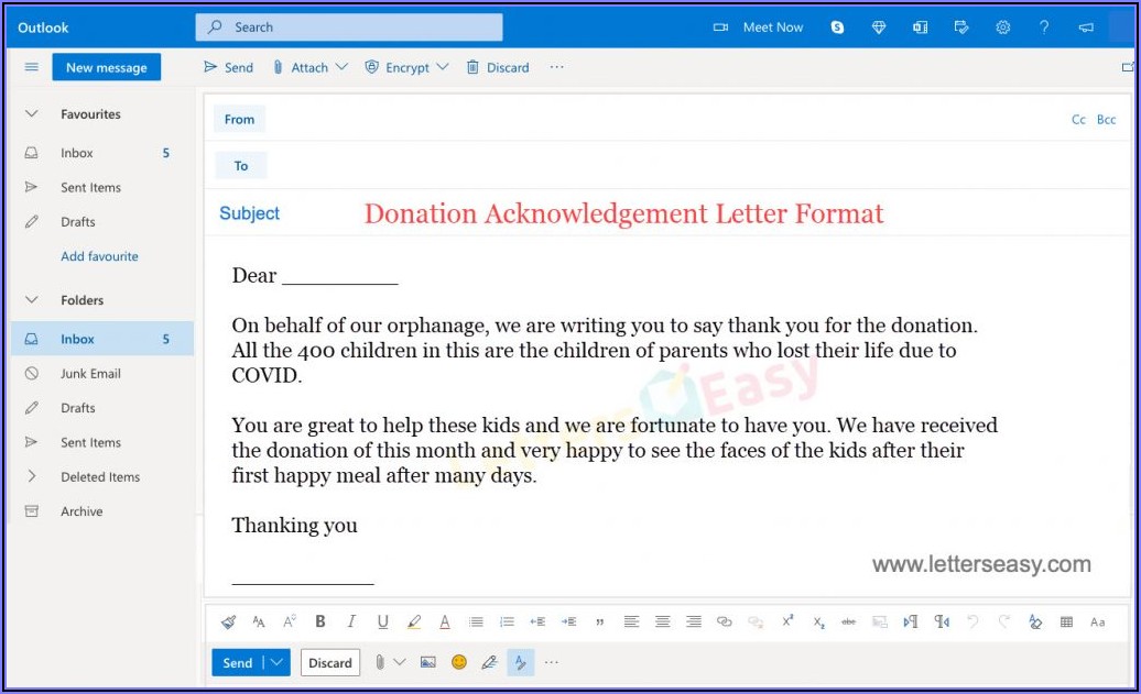 Donation Letter Format Examples