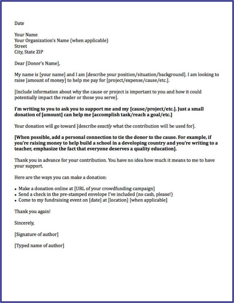 Donation Solicitation Letter Template