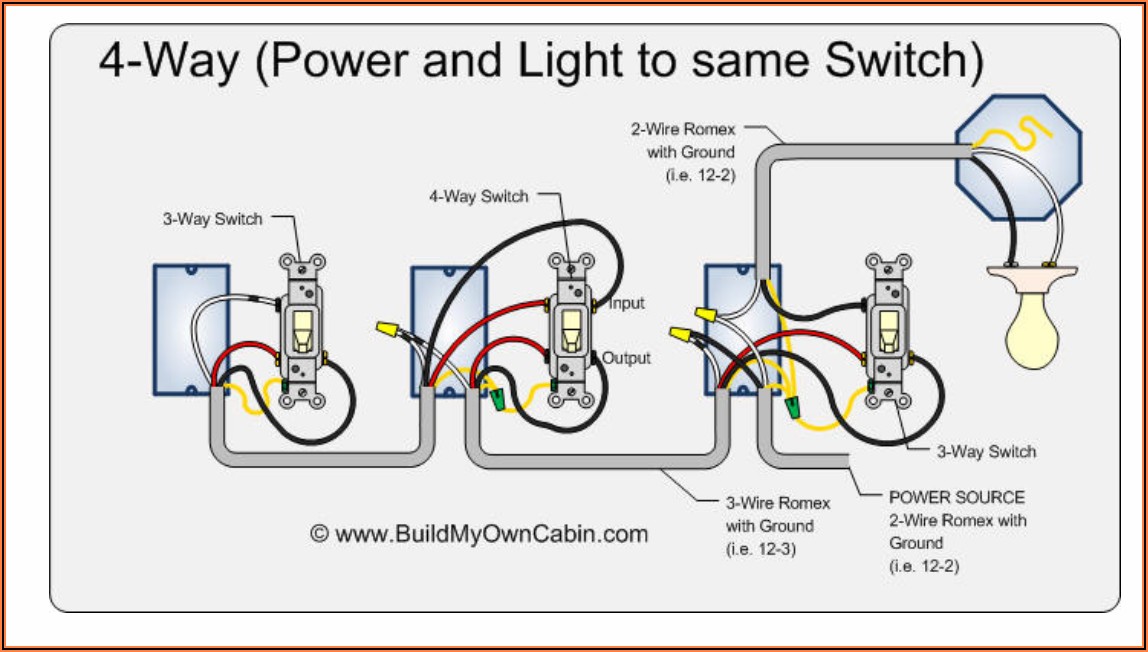 Four Way 4 Way Switch Wiring Diagram Light Middle