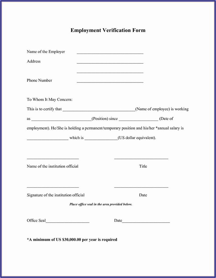 Free Printable Employment Verification Letter