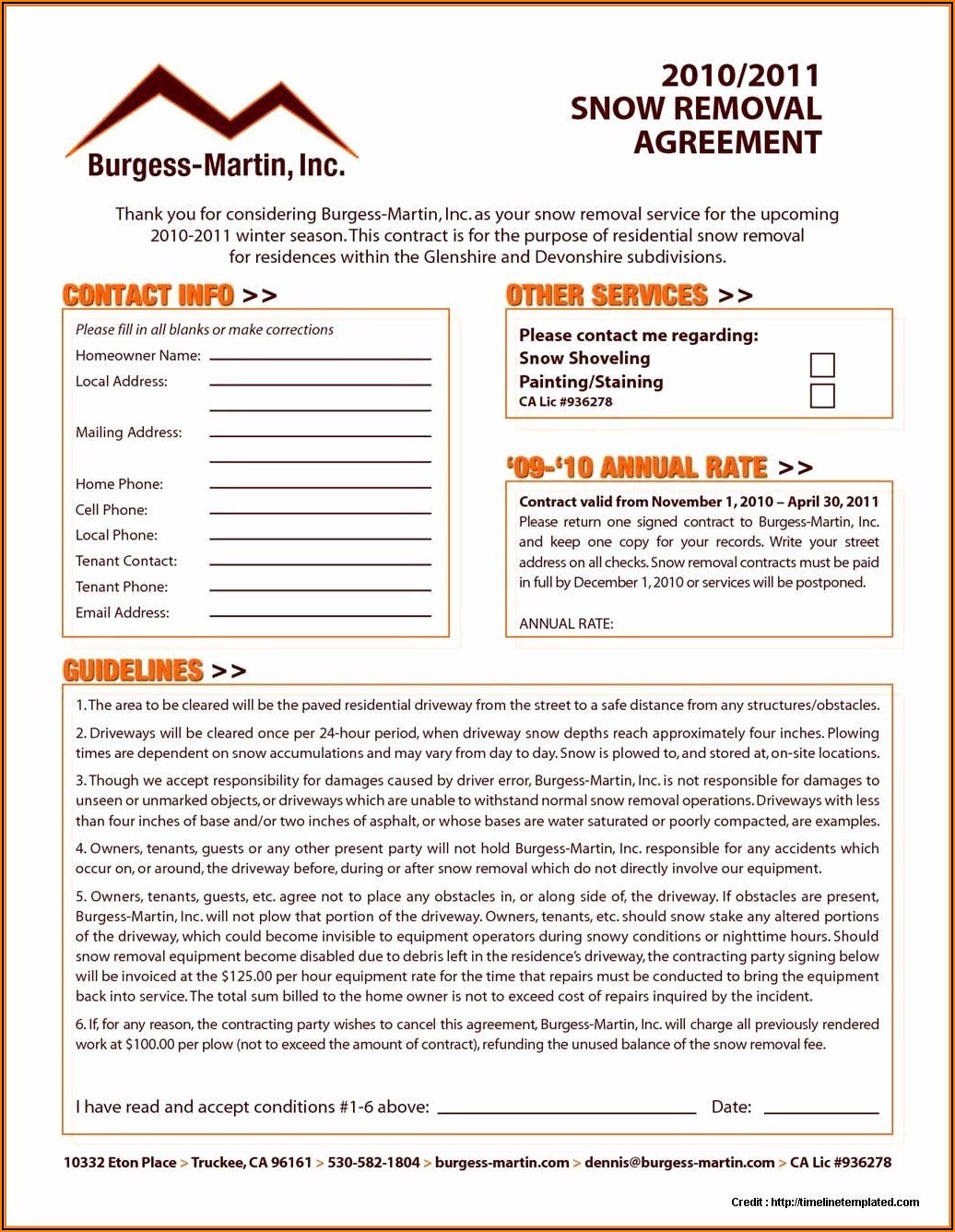 Generic Snow Removal Contract Template