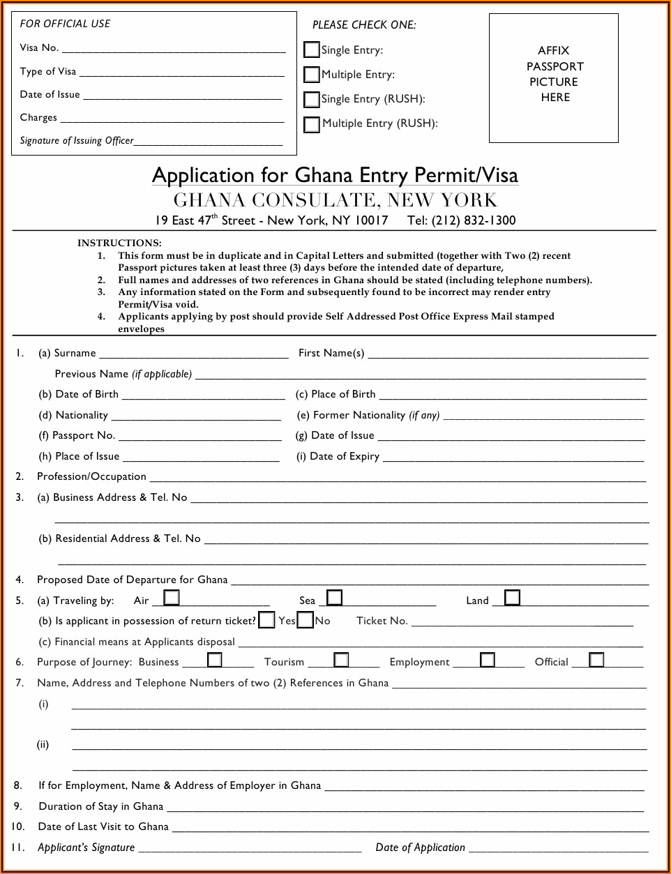 Ghana Visa Application Form Online