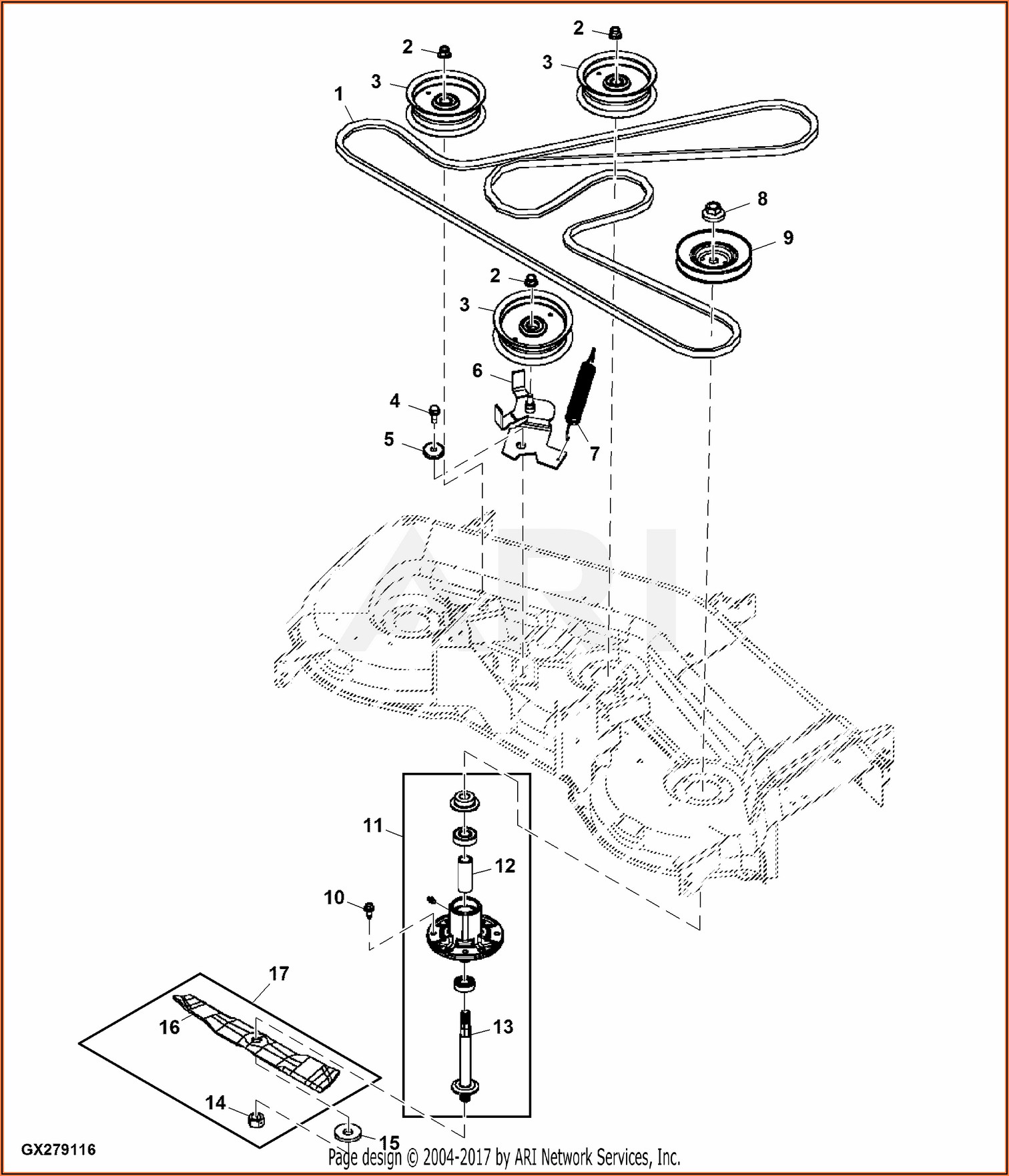 John Deere D170 54 Inch Mower Deck Belt Diagram