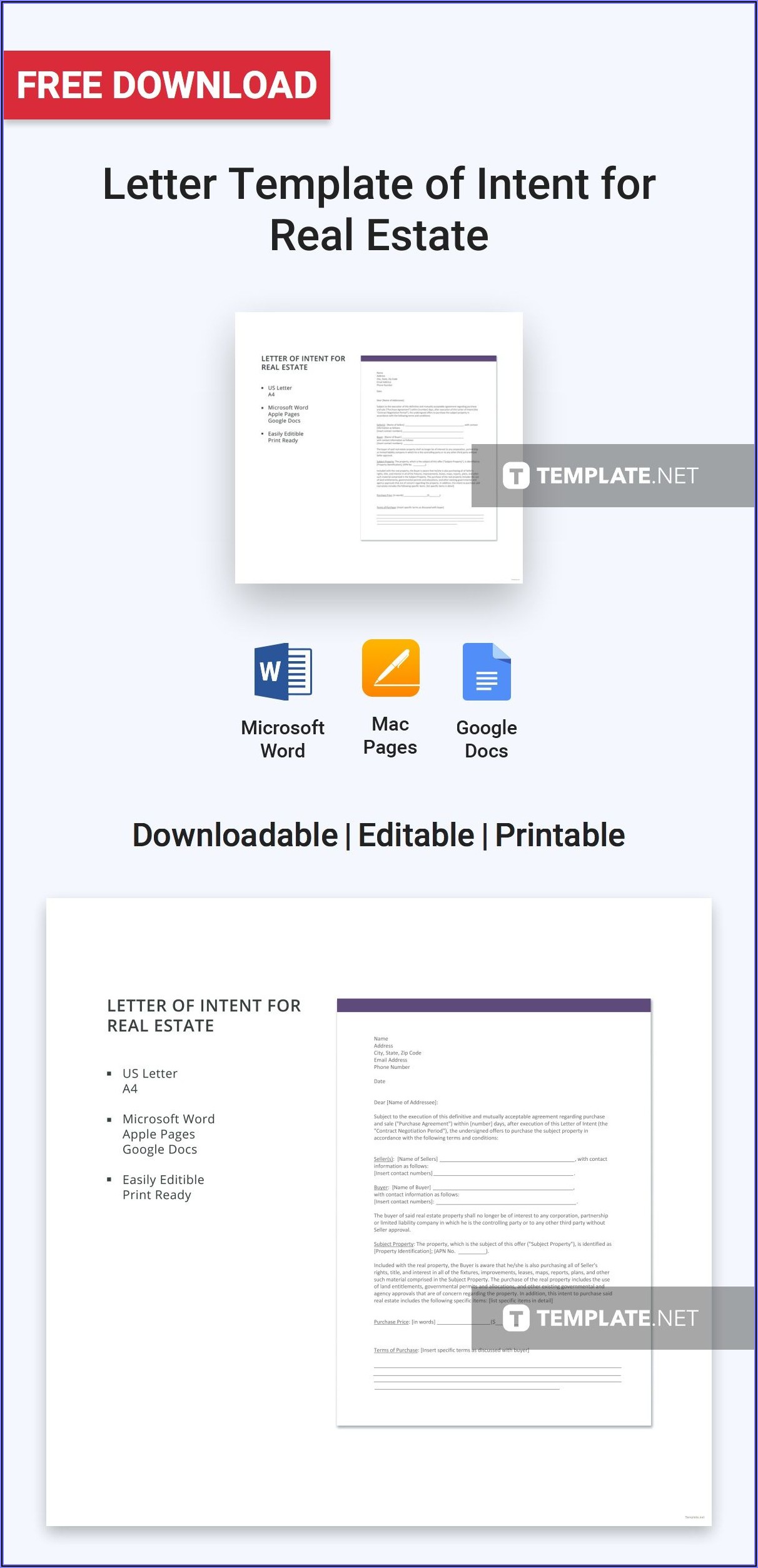 Letter Of Intent Real Estate Template Word