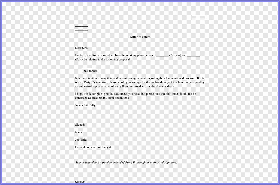 Letter Of Intent Template Microsoft Word