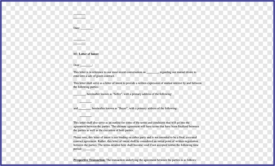 Letter Of Intent Template Word Document