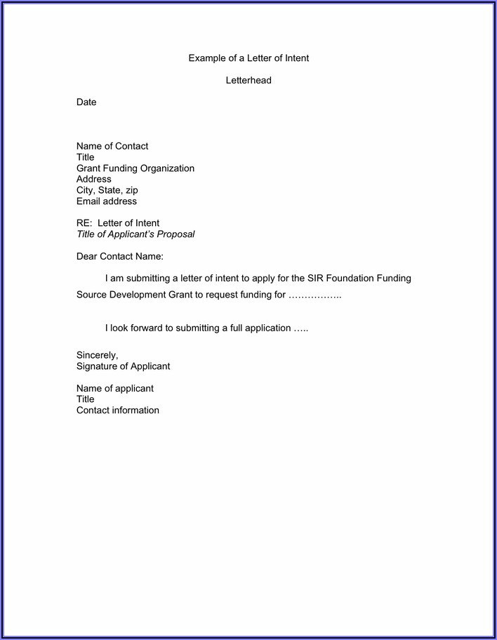 Letter Of Intent Template Word Download