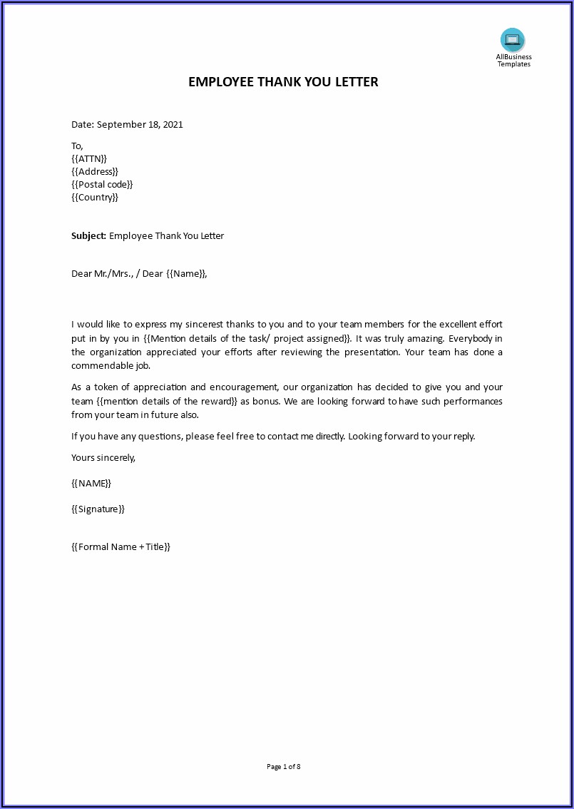 Performance Sample Employee Recognition Letter For Hard Work