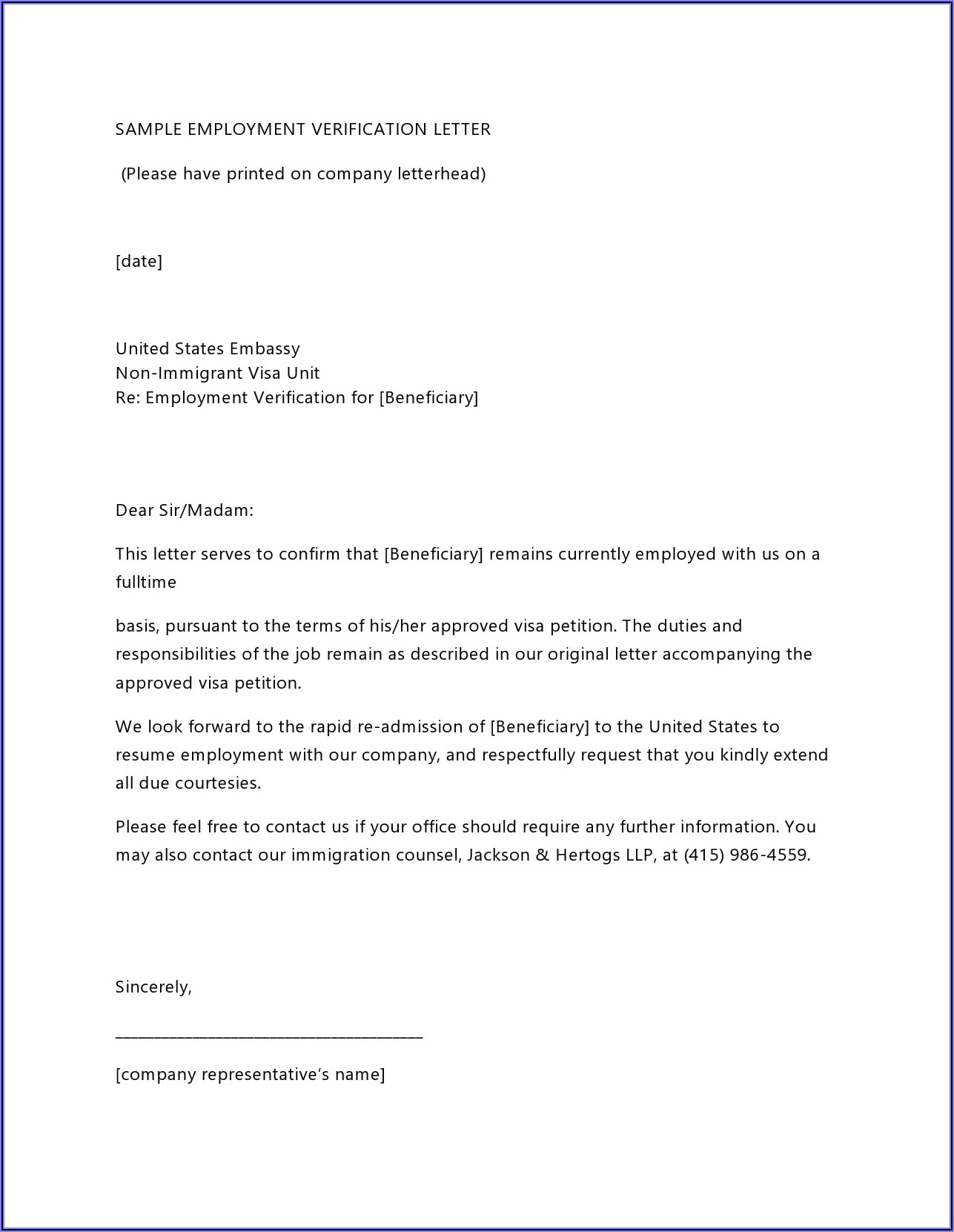 Proof Of Employment Letter For Uk Visa Template