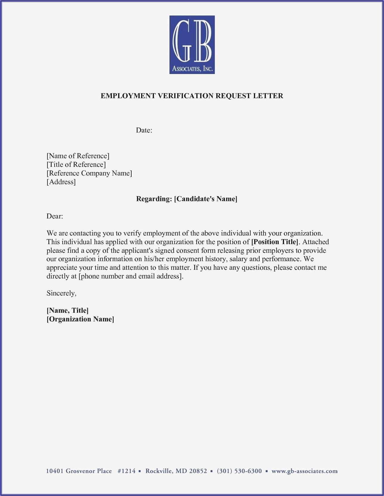 Proof Of Employment Letter Template Doc