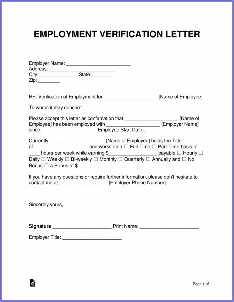 Proof Of Employment Letter Template Pdf
