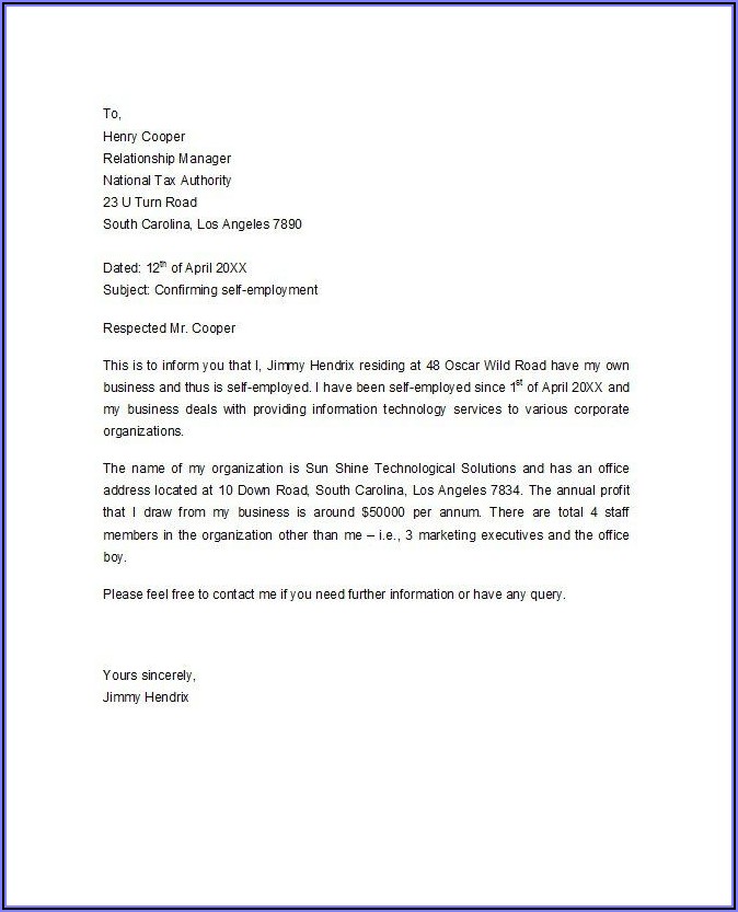 Proof Of Employment Letter Template