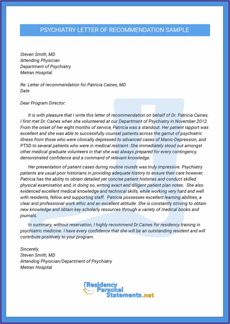 Sample Letter Of Recommendation For Immigration Residency